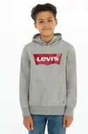 Bluzy damskie - Levi's Levi's Bluza dziecięca kolor szary z kapturem z nadrukiem - miniaturka - grafika 1