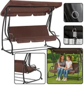 Huśtawki - Huśtawka Czteroosobowa Ogrodowa Bujana Daszek Wolnostojąca Brązowa LEAN - miniaturka - grafika 1