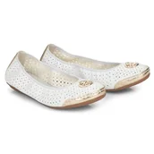 Baleriny - Baleriny damskie Rieker 41459-80 WHITE 37 - miniaturka - grafika 1
