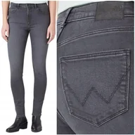 Spodnie damskie - Wrangler HIGH SKINNY wysokie szare damskie spodnie jeansowe rurki W27 L30 - miniaturka - grafika 1