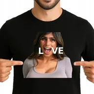 Koszulki męskie - MIA KHALIFA ŚMIESZNA KOSZULKA Z NADRUKIEM LOVE PREZENT XL 3445 CZARNA - miniaturka - grafika 1