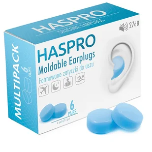 HASPRO Sp. z o.o. Zatyczki do uszu formowane wielorazowe Haspro Moldable EarPlugs niebieskie 6 par 1141967 - Wzrok i słuch - miniaturka - grafika 1