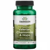 Suplementy diety - Full Spectrum Valerian, Chamomile & Hops - Waleriana + Rumianek + Chmiel (60 kaps.) - miniaturka - grafika 1