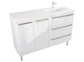 Szafki łazienkowe - Szafka Stojąca Z Umywalką ATH 120 cm DS Prawa - Biały Wysoki Połysk - Uchwyty Stal Szczotkowana - miniaturka - grafika 1