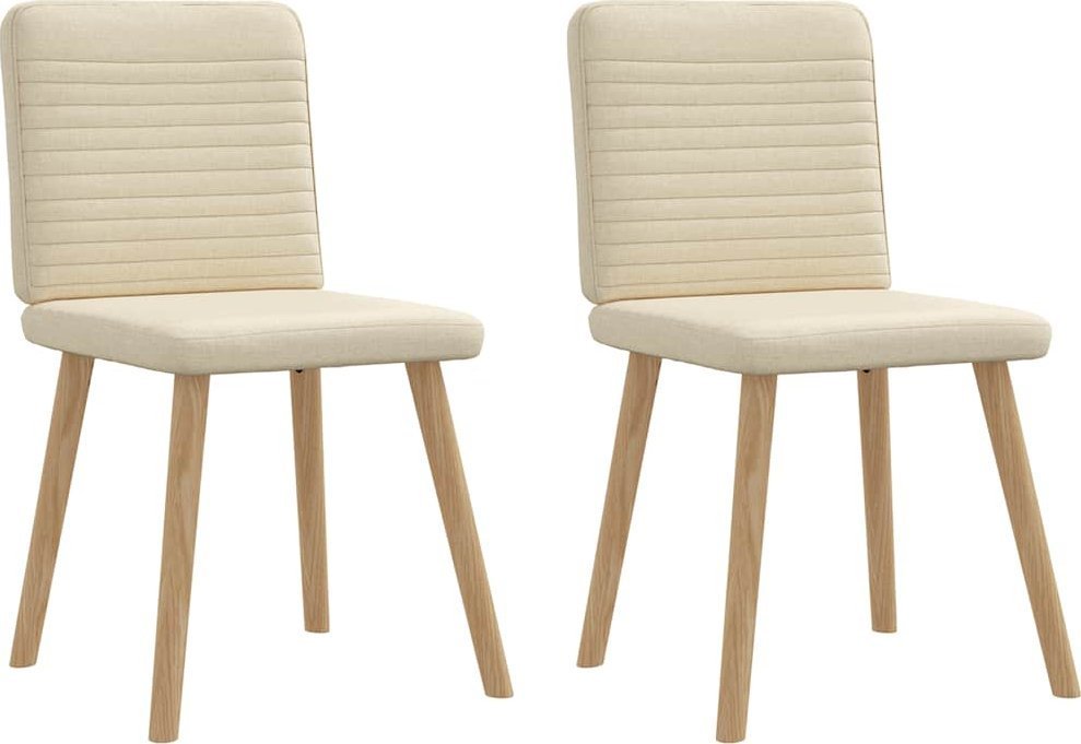 Krzesła stołowe, 2 szt., kremowe, obite tkaniną