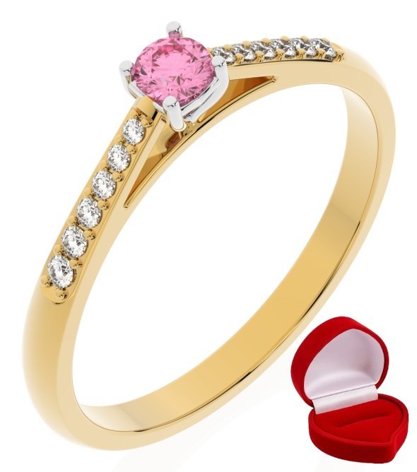 ZŁOTY PIERŚCIONEK ZARĘCZYNOWY 585 14k SZAFIR 0,09 ct + PUDEŁKO R15