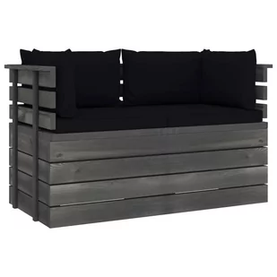 vidaXL Ogrodowa sofa 2-osobowa z palet, z poduszkami, drewno sosnowe - Sofy ogrodowe - miniaturka - grafika 1
