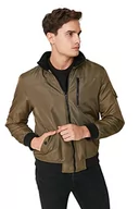 Płaszcze męskie - Trendyol Męski kołnierz stojący, zwykły, regularny płaszcz zimowy, khaki, L, Khaki, L - miniaturka - grafika 1