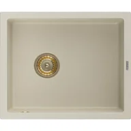 Zlewozmywaki - Mexen Pedro zlewozmywak granitowy 1-komorowy 560 x 460 mm, beżowy, syfon złoty - miniaturka - grafika 1