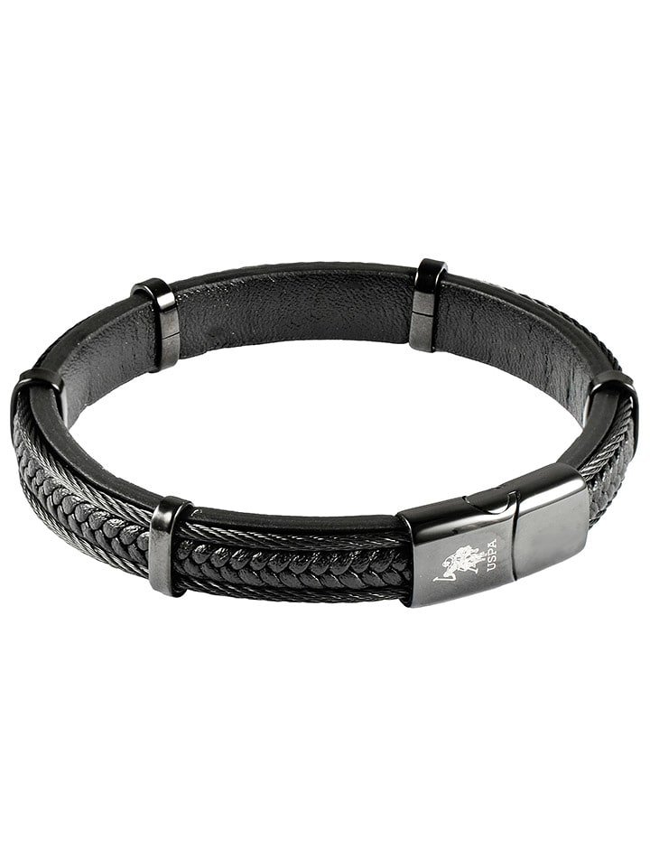 U.S. Polo Assn. Skórzana bransoletka w kolorze czarnym