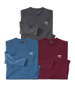 Koszulki męskie - Zestaw 3 koszulek z długim rękawem Exploring Mężczyzna Atlas For Men - Kolor : Niebieski - Rozmiar : 4XL - miniaturka - grafika 1