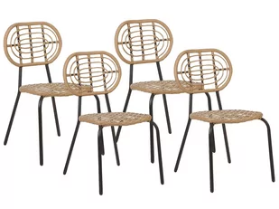 Zestaw 4 krzeseł z technorattanu naturalny PRATELLO - Fotele i krzesła ogrodowe - miniaturka - grafika 1