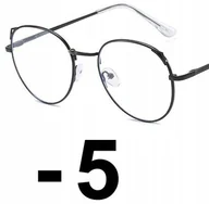 Okulary korekcyjne, oprawki, szkła - Okulary metal korekcyjne minusy kocie uszy -5 - miniaturka - grafika 1
