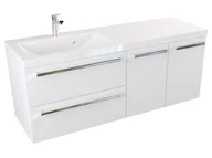 Szafki łazienkowe - Szafka Wisząca Z Umywalką ATH 120 cm SD Lewa - Biały Mat - Uchwyty Chromowane - miniaturka - grafika 1
