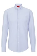Koszule męskie - HUGO Męska koszula Kason Slim-Fit z teksturowanej bawełny popeliny, Light/Pastel Blue459, 46 - miniaturka - grafika 1