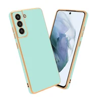 Etui i futerały do telefonów - Etui ochronne Cadorabo do Samsung Galaxy S21 FE w kolorze błyszczącej miętowej zieleni - złote etui z elastycznego silikonu TPU chroniące aparat fotograficzny - miniaturka - grafika 1