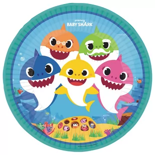 AMSCAN, Talerze Baby Shark okągłe 8szt, 22,8 cm - Dekoracje i nakrycia stołu na imprezę - miniaturka - grafika 1