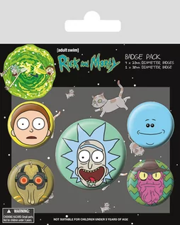 Akcesoria i dodatki do ubrań dla dzieci - Pyramid Posters Rick and Morty (Heads) - przypinki 2,5 - 3,8 BP80615 - grafika 1