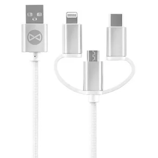 Kabel USB - Lightning/Micro USB/USB Typ-C FOREVER WHP300 1.2m Biały - Kable USB - miniaturka - grafika 1