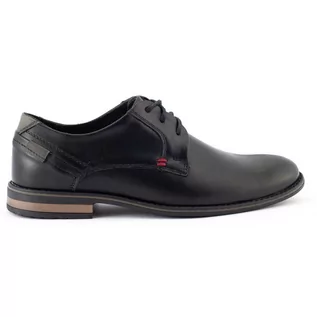 Półbuty męskie - Eleganckie buty męskie skórzane 859 czarne - Komodo - grafika 1