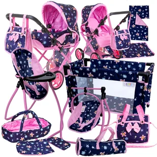 Wózek dla Lalek 3w1 Łóżeczko Krzesełko do Karmienia Pościel Torba Przewijak Nosidło Zestaw XXL - Akcesoria dla lalek Wózek dla Lalek 3w1 Łóżeczko Krzesełko do Karmienia Pościel Torba Przewijak Nosidło Zestaw XXL - Akcesoria dla lalek - miniaturka - grafika 1
