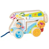 Zabawki interaktywne dla dzieci - Pojazd drewniany do Ciągnięcia Camper Van - zabawka - miniaturka - grafika 1