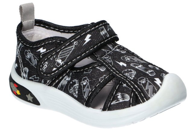 AMERICAN CLUB TEN138 SANDAŁKI TENISÓWKI TRAMPKI DZIECIĘCE WKŁADKA SKÓRZANA BLACK 25