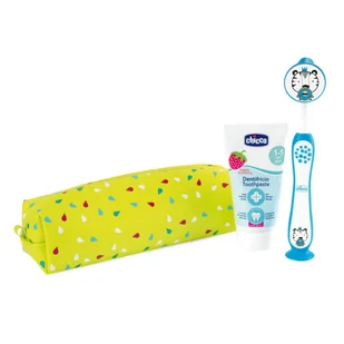 CHICCO SET Tiger pasta do zębów Truskawkowa 50ml + szczoteczka do zębów 3-6l - Pasty do zębów - miniaturka - grafika 1