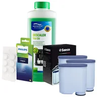 Akcesoria i części do ekspresów do kawy - Zestaw Philips Saeco - Filtr Philips Aquaclean CA6903 3szt, Odkamieniacz Aqualogis Verde 500ml, Philips CA6704/10 Tabletki Czyszczące - miniaturka - grafika 1