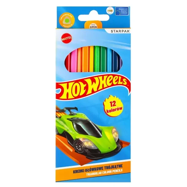 Kredki ołówkowe 12 kolorów Hot Wheels STARPAK 553671