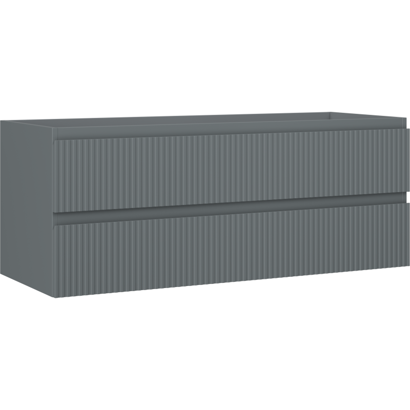 Mexen Rivel szafka łazienkowa podumywalkowa 120 cm, 2 szuflady, ryflowana , grafit mat - 91A20-12047-2-BFF66