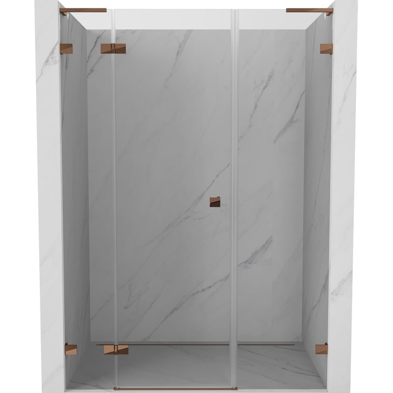 Mexen Lunar L drzwi prysznicowe uchylne lewe 120 cm, transparent, różowe złoto - 834SL-120-050-60-00-L
