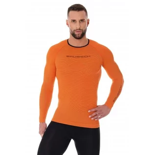 Koszulki sportowe męskie - Koszulka termoaktywna męska z długim rękawem Brubeck 3D Run PRO LS13000 pomarańczowy - grafika 1