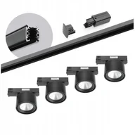 Lampy sufitowe - Zestaw szynowy 3 fazowy szyna 2m, 4x Led 10W Czarny kompletny zestaw - miniaturka - grafika 1