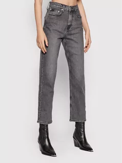 Spodnie damskie - Calvin Klein Jeans Jeansy J20J217543 Szary Straight Fit - grafika 1