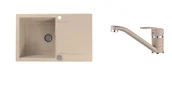 Zlewozmywaki z baterią - Alveus Zestawy - Zestaw zlewozmywaka granitowego Cadit 20 i baterii Nina w kolorze beżowym SETA20002 - miniaturka - grafika 1