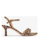 Sandały damskie - Unisa Skórzane sandały w kolorze beżowo-brązowym na obcasie - miniaturka - grafika 1