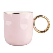 Kubki - Mondex Lumarko Lumarko Kubek Wytłaczany Ze Złotym Uchem Nbc 300 ML Pudrowy Róż 01010032202 - miniaturka - grafika 1
