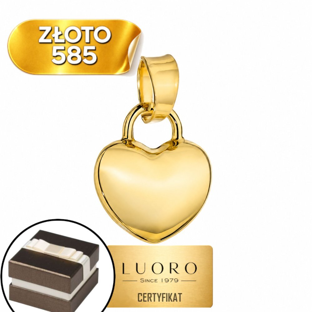 ZAWIESZKA ZŁOTA 585 14K SERCE WYPUKŁE GŁADKIE 1,55 CM ELEGANCKA KLASYKA