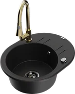 Zlewozmywaki z baterią - Mexen Kevin zlewozmywak granitowy 1-komorowy z ociekaczem i baterią kuchenną Elia, czarny - 6517-77-670101-50-B - miniaturka - grafika 1