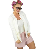 Swetry damskie - Krótki kardigan sweter rozpinany z puszystej dzianiny "COCO CHIC"-L/XL - miniaturka - grafika 1