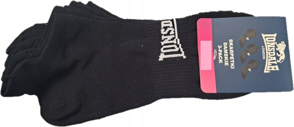 Skarpetki damskie stopki Lonsdale 39-42 3pack czarne