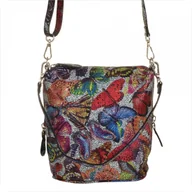 Torebki damskie - Lekka skórzana listonoszka z motylkami S - miniaturka - grafika 1