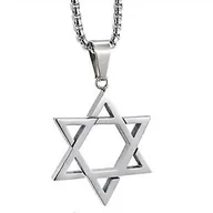 Naszyjniki męskie - Conly Męski naszyjnik 925 Silve Star Of David - 22 cale Srebro - miniaturka - grafika 1