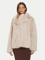 Płaszcze damskie - Bomboogie Futro Paris GW148STFRL5 Beżowy Regular Fit - miniaturka - grafika 1
