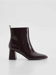 Reserved - Botki na obcasie - mahoniowy - Kozaki damskie - miniaturka - grafika 1
