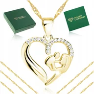 Łańcuszki - ZŁOTY ŁAŃCUSZEK Z SERDUSZKIEM 925 PREZENT DLA MAMY NA DZIEŃ MATKI + GRAWER - miniaturka - grafika 1