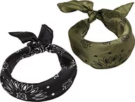 Czapki i chusty sportowe męskie - Urban Classics Bandana satynowa unisex 2-pak bandana dla mężczyzn i kobiet, chusty dostępne w wielu kombinacjach kolorystycznych, jeden rozmiar, czarny/oliwkowy, jeden rozmiar - miniaturka - grafika 1