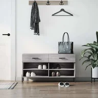 Szafki na buty - vidaXL Ławka na buty szara Sonoma 102x35x55 cm Materiał drewnopochodny - Ławka na buty - Ławki na buty - Ławka z miejscem do przechowywania - Stojak na buty - miniaturka - grafika 1