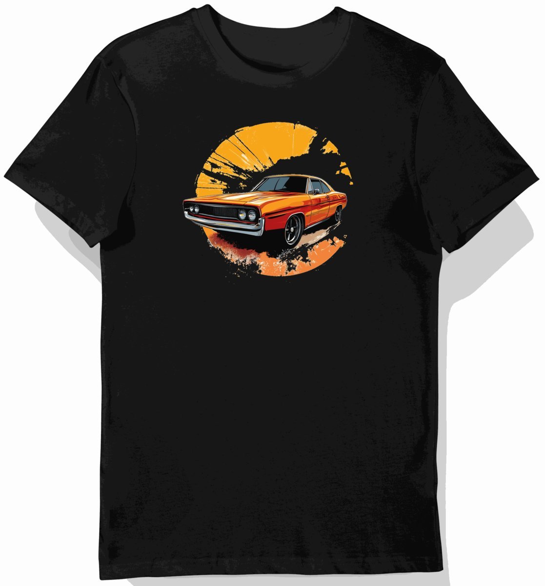 Koszulka męska czarna z motywem klasycznego auta Plymouth M
